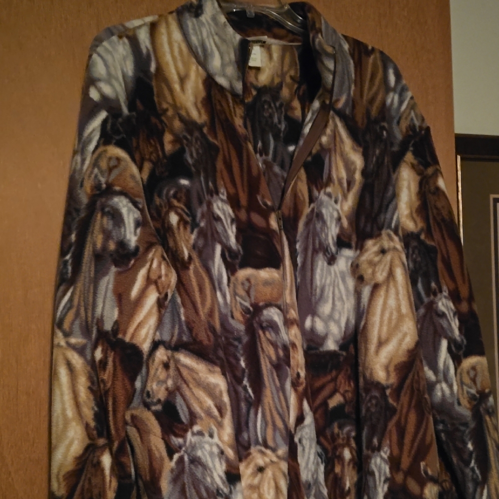 BonWorth Women's Horse Print Puffer Jacket - Brown and Tan